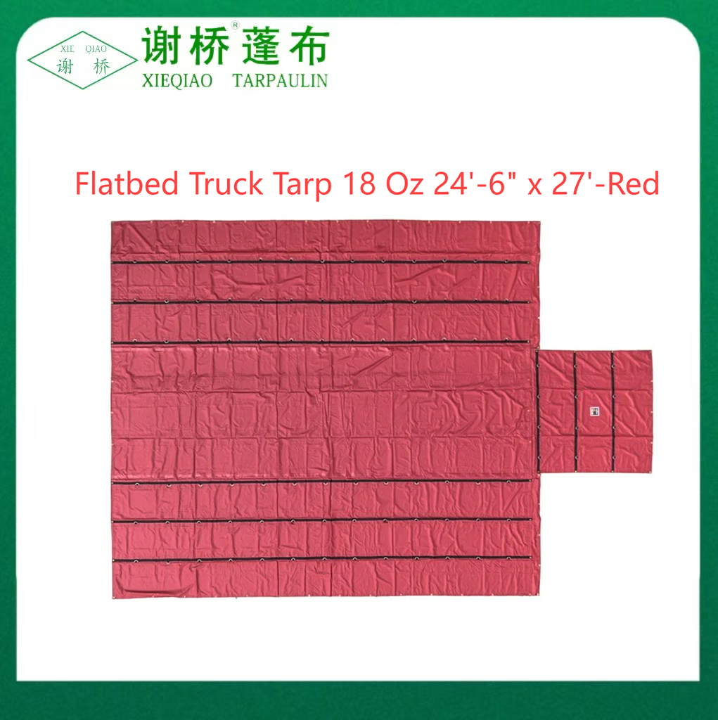 18 oz flatbed lastbil tarp 24 "-6" "x27" (8 "drop) -red